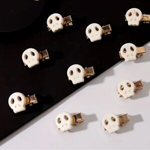 Gold and White Skull Hair Clips